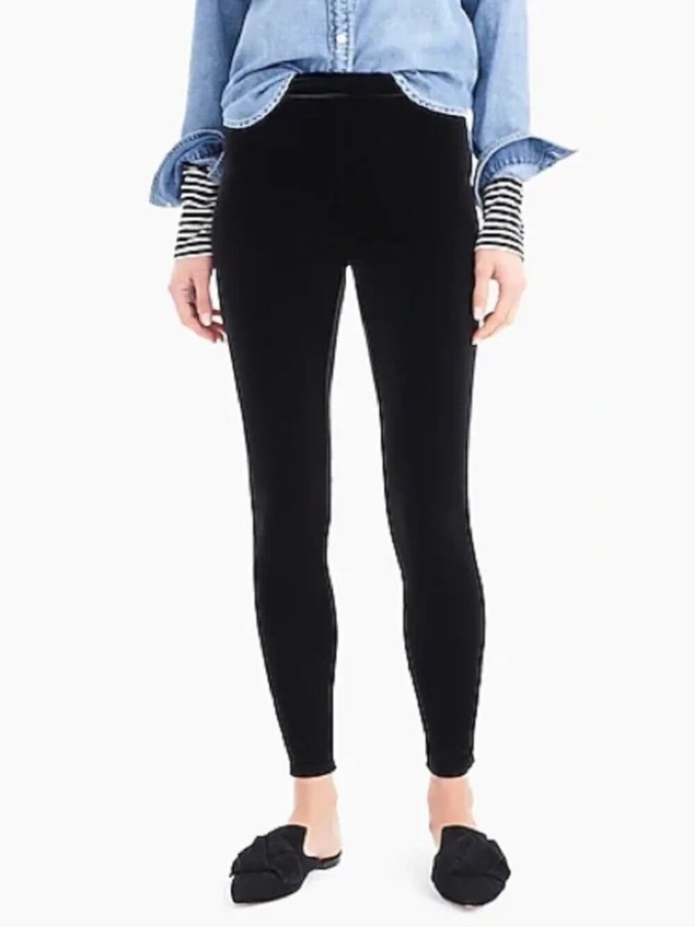 J.Crew Stretch Velvet Leggings Black Pull-On Skinny Pants K3653 Size Small NWT